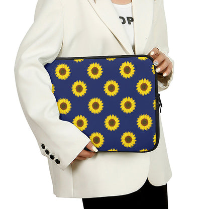 Navy Sunflower Pattern Print Laptop Sleeve