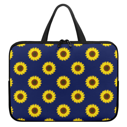 Navy Sunflower Pattern Print Laptop Sleeve With Handle