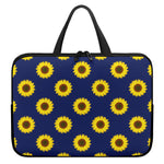 Navy Sunflower Pattern Print Laptop Sleeve With Handle