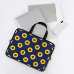 Navy Sunflower Pattern Print Laptop Sleeve With Handle