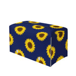 Navy Sunflower Pattern Print Leather Tissue Box Cover