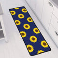 Navy Sunflower Pattern Print Long Kitchen Mat