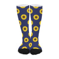 Navy Sunflower Pattern Print Long Socks
