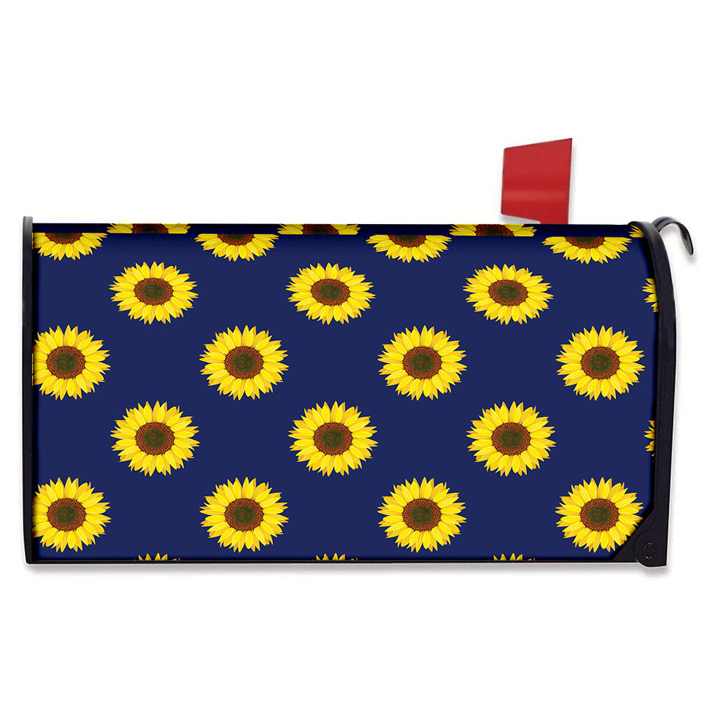 Navy Sunflower Pattern Print Mailbox Cover