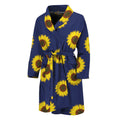 Navy Sunflower Pattern Print Men's Bathrobe