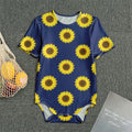 Navy Sunflower Pattern Print Men's Bodysuit