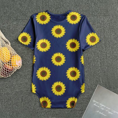 Navy Sunflower Pattern Print Men's Bodysuit