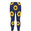 Navy Sunflower Pattern Print Men's Leggings