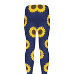 Navy Sunflower Pattern Print Men's leggings
