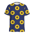 Navy Sunflower Pattern Print Men's Athletic T-Shirt