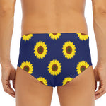 Navy Sunflower Pattern Print Men's Triangle Swim Briefs