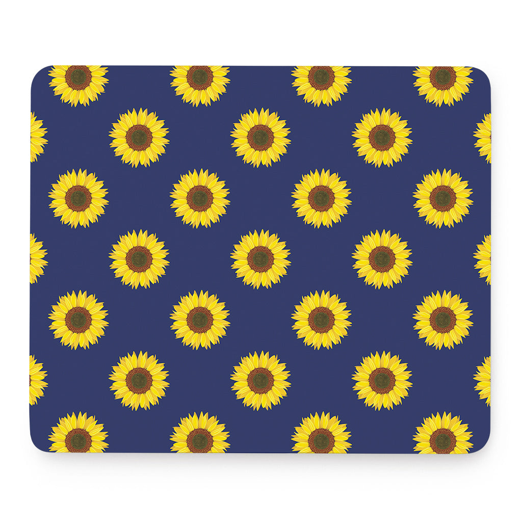 Navy Sunflower Pattern Print Mouse Pad