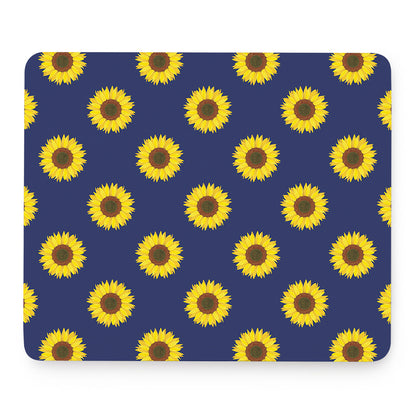 Navy Sunflower Pattern Print Mouse Pad