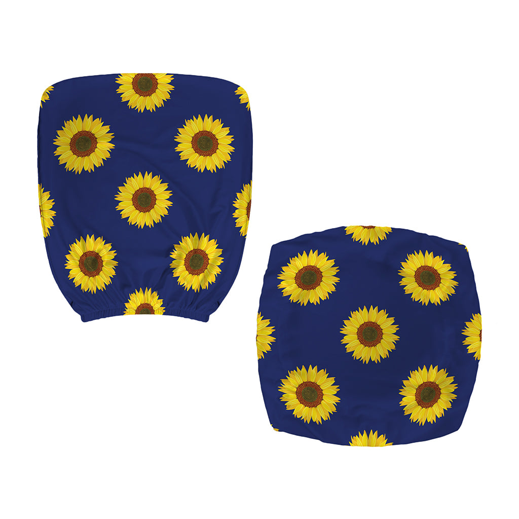 Navy Sunflower Pattern Print Office Chair Cover