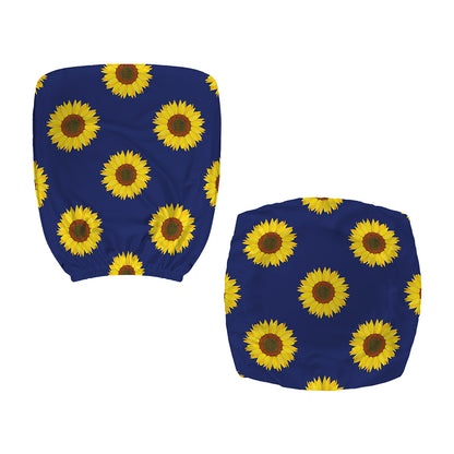 Navy Sunflower Pattern Print Office Chair Cover