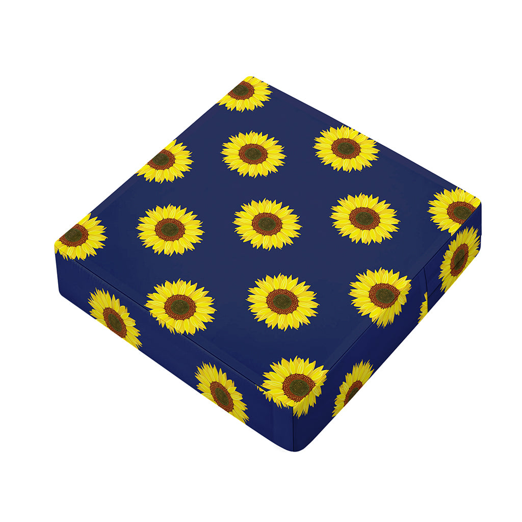 Navy Sunflower Pattern Print Outdoor Seat Cushion Cover