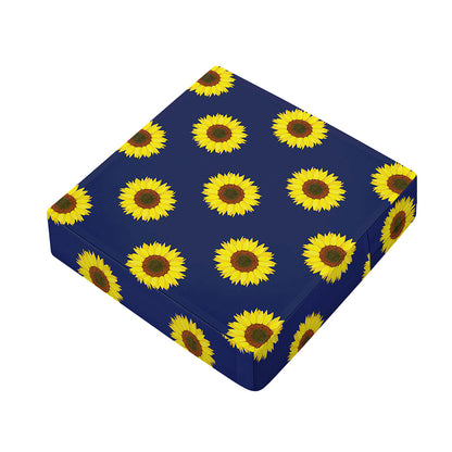 Navy Sunflower Pattern Print Outdoor Seat Cushion Cover