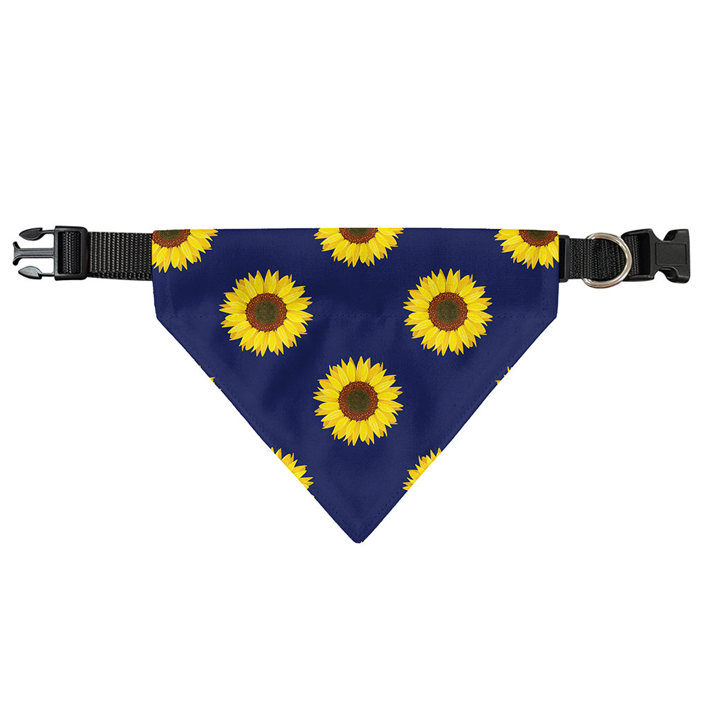 Navy Sunflower Pattern Print Over The Collar Dog Bandana