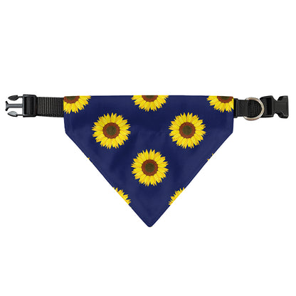 Navy Sunflower Pattern Print Over The Collar Dog Bandana