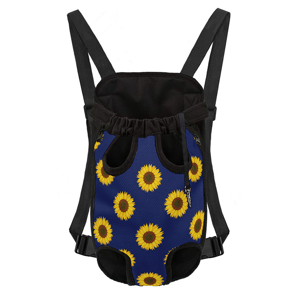 Navy Sunflower Pattern Print Pet Carrier Backpack