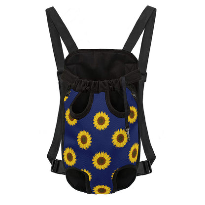 Navy Sunflower Pattern Print Pet Carrier Backpack