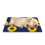 Navy Sunflower Pattern Print Pet Cooling Mat Cover
