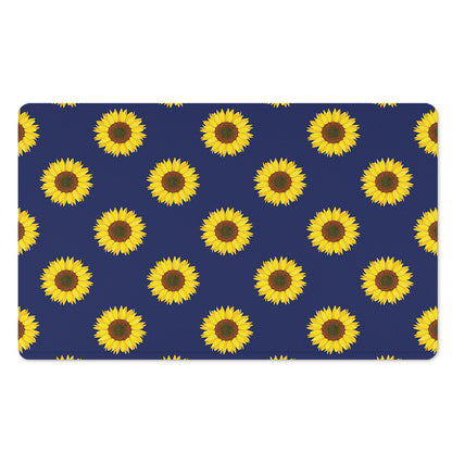 Navy Sunflower Pattern Print Polyester Doormat