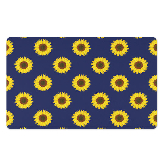 Navy Sunflower Pattern Print Polyester Doormat