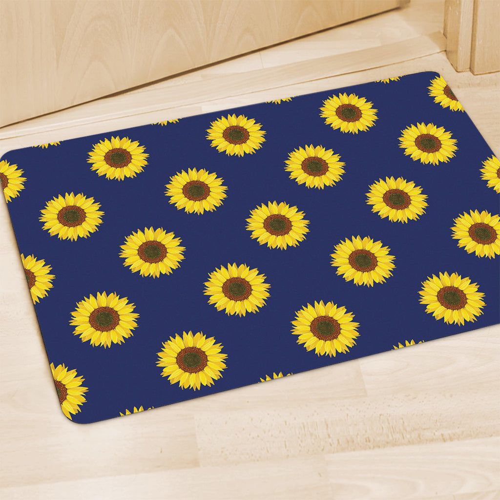 Navy Sunflower Pattern Print Polyester Doormat