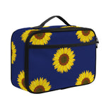 Navy Sunflower Pattern Print Portable Lunch Bag