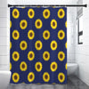 Navy Sunflower Pattern Print Premium Shower Curtain