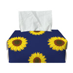 Navy Sunflower Pattern Print Rectangle Tissue Box Cover