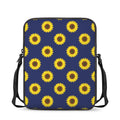 Navy Sunflower Pattern Print Rectangular Crossbody Bag