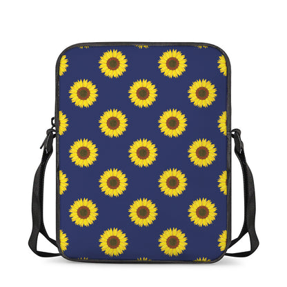 Navy Sunflower Pattern Print Rectangular Crossbody Bag