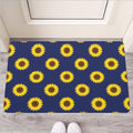 Navy Sunflower Pattern Print Rubber Doormat