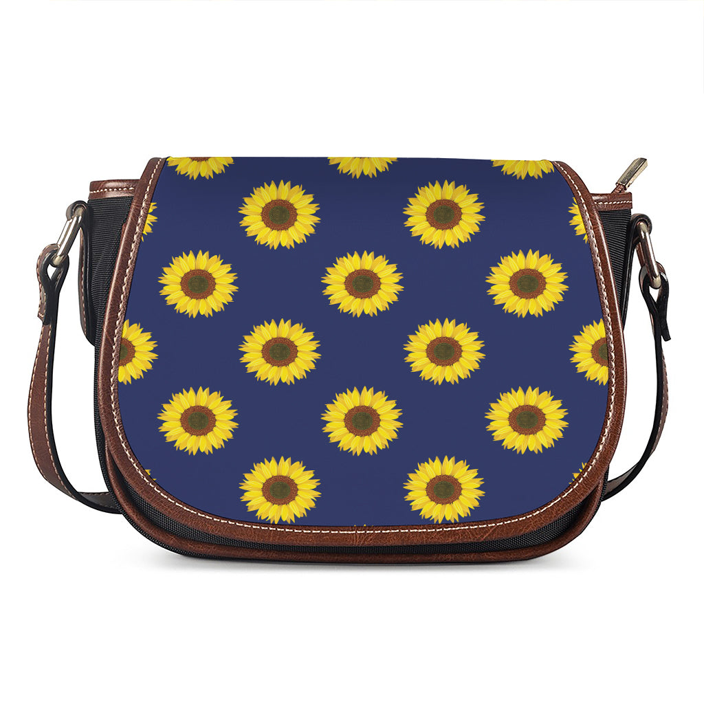 Navy Sunflower Pattern Print Saddle Bag