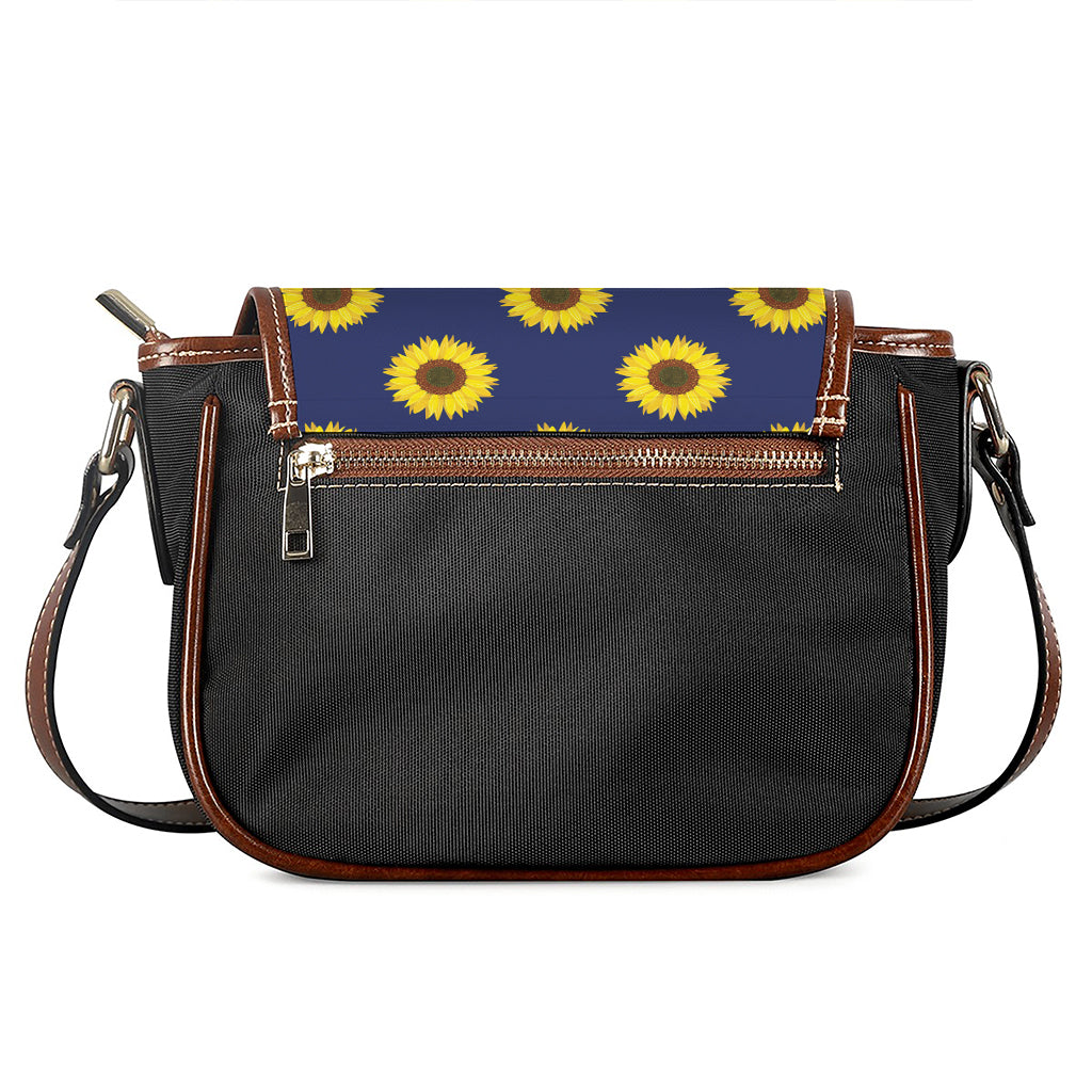 Navy Sunflower Pattern Print Saddle Bag