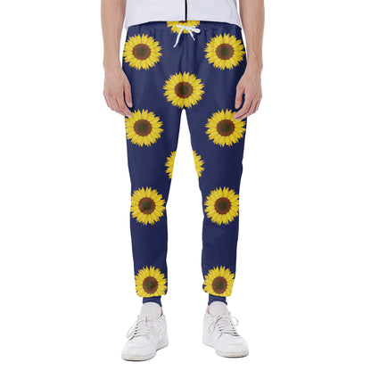 Navy Sunflower Pattern Print Scuba Joggers