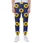 Navy Sunflower Pattern Print Scuba Joggers