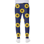 Navy Sunflower Pattern Print Scuba Joggers