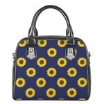Navy Sunflower Pattern Print Shoulder Handbag