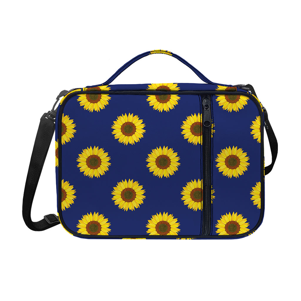 Navy Sunflower Pattern Print Shoulder Strap Bible Bag