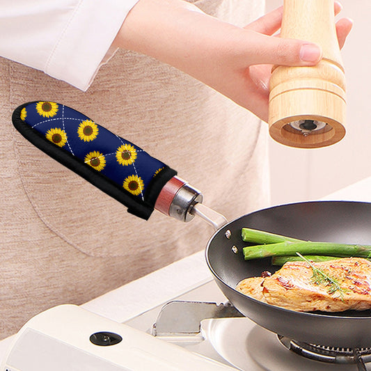 Navy Sunflower Pattern Print Skillet Handle Cover