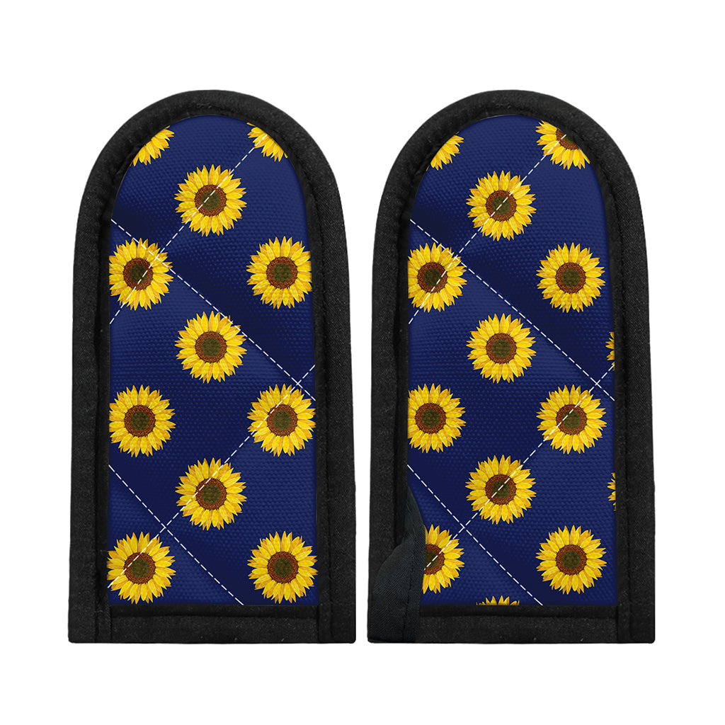 Navy Sunflower Pattern Print Skillet Handle Cover