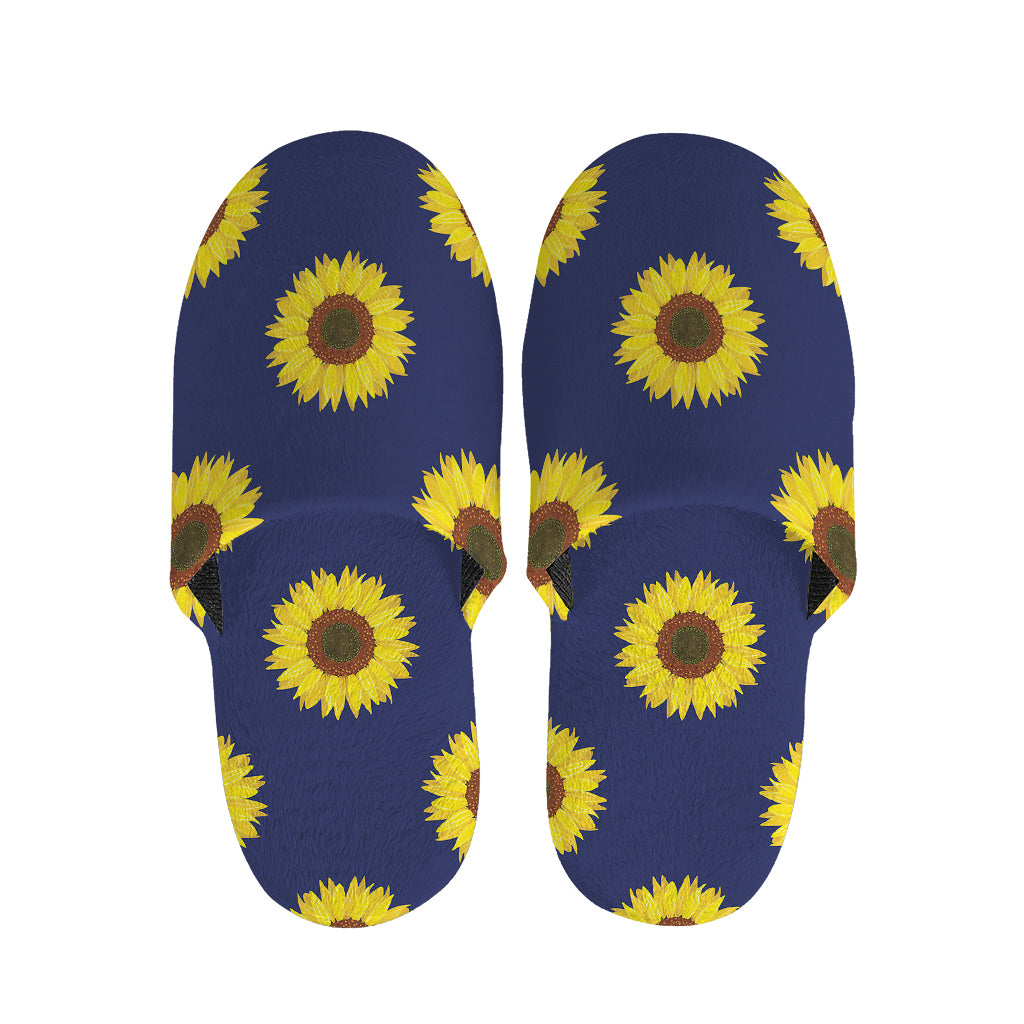 Navy Sunflower Pattern Print Slippers