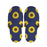 Navy Sunflower Pattern Print Slippers