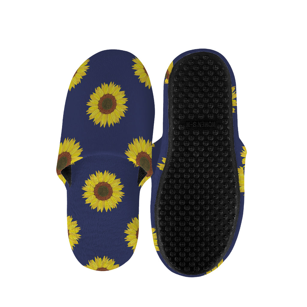 Navy Sunflower Pattern Print Slippers