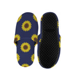 Navy Sunflower Pattern Print Slippers