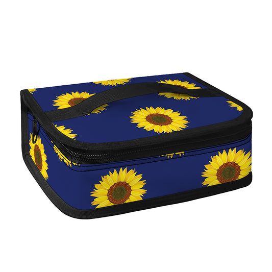 Navy Sunflower Pattern Print Small Lunch Bag