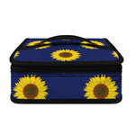 Navy Sunflower Pattern Print Small Lunch Bag